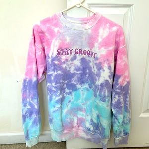 Stay Groovy tie-dye sweatshirt, 80% cotton, size M